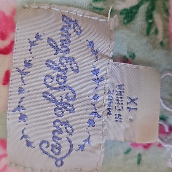 Lanz of Salzburg 1X flannel pajama set. Green pink + yellow EUC - Picture 3 of 14